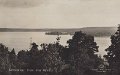 Björboholm. Utsikt över Mjörn. Postgånget 31 augusti 1938. Förlag Gust. Larson, Björboholm