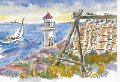 Mollösund. Akvarell av Folke Jansson
