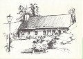 Nääs Slott - Kaffestugan, Västergötland. Odaterat. Tecknat av Ingvor Berg