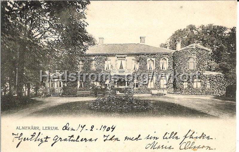 Almekarr. Postganget 14 feb 1904.jpg - Almekärr, Lerum.Postgånget 14 feb 1904.