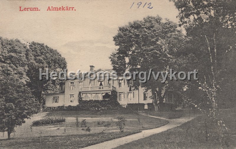 Lerum. Almekarr. Postganget 27 maj 1912. Farlag Carl Broback.jpg - Lerum. Almekärr.Postgånget 27 maj 1912.Förlag: Carl Brobäck.