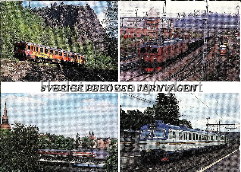Aspedalens hallplats med lokaltag X10 nere  till hoger. Utgivet av Jarnvagsframjandet 1986. Odaterat. Ej postganget.jpeg - Sverige Behöver JärnvägenAspedalens hållplats nere till höger.Utgivet av Järnvägsfrämjandet 1986.Odaterat. Ej postgånget.