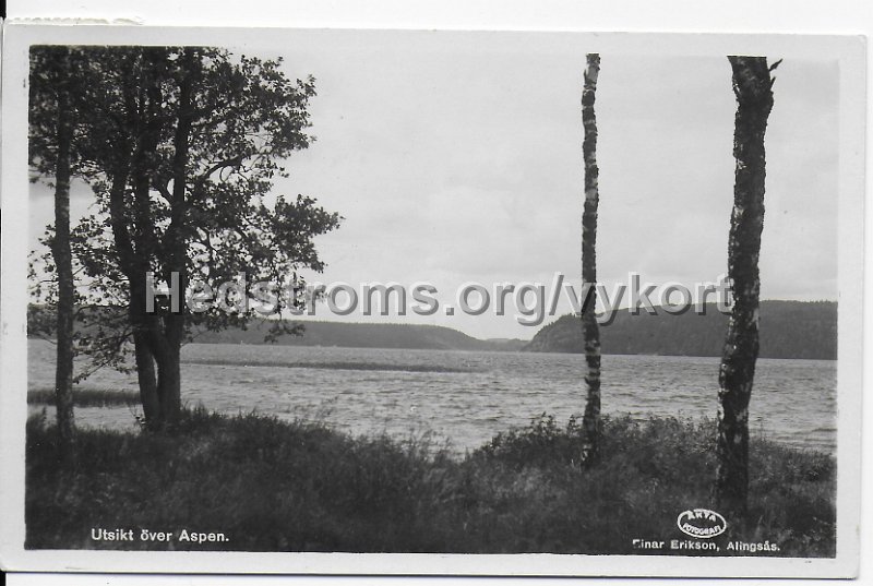 Utsikt over Aspen. Postganget 25 juli 1954. Einar Erikson, Alingsas.jpeg - Utsikt över Aspen.Postgånget 25 juli 1954.Einar Erikson, Alingsås.