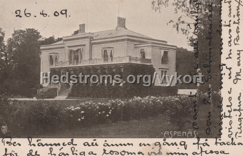 Aspenas. Postganget26 augusti 1909. Wezata.jpg - Aspenäs.Postgånget 26 augusti 1909.Wezäta.