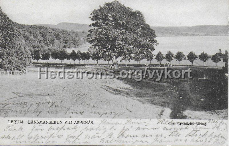 Lerum. Lansmanseken vid Aspenas. Postganget 1907. Carl Brobacks forlag.jpeg - Lerum. Länsmanseken vid Aspenäs.Postgånget 1907.Carl Brobäcks förlag.
