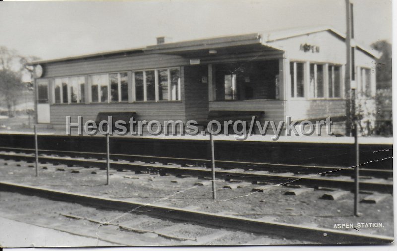 Aspen Station. Postganget 16 maj 1944. Forlag A.-B. Rob. E. Dahlstrom, Goteborg.jpeg - Aspen Station.Postgånget 16 maj 1944.Förlag A.-B. Rob. E. Dahlström, Göteborg.