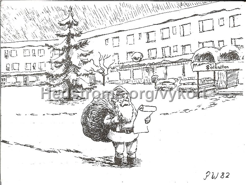 IK Helios julkort m. Lerums motiv. Bagges torg av Peter Welling -82. Postganget 30 december 1982.jpg - IK Helios julkort m. Lerums motiv: Bagges torg av Peter Welling -82.Postgånget 30 dec 19xx.