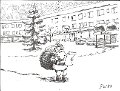 IK Helios julkort m. Lerums motiv. Bagges torg av Peter Welling -82. Postganget 30 december 1982