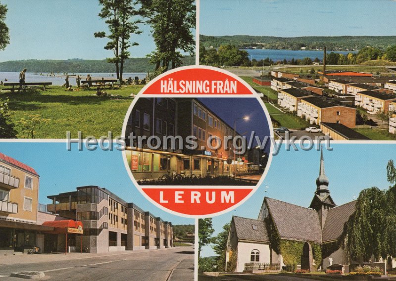 Halsning fran Lerum. Postganget 8 juli 1982. Copyright Lindenhags, Floda. Tel 0302  325 45.jpg - Hälsning från Lerum.Postgånget 8 juli 1982.Copyright Lindenhags, Floda. Tel 0302  325 45.