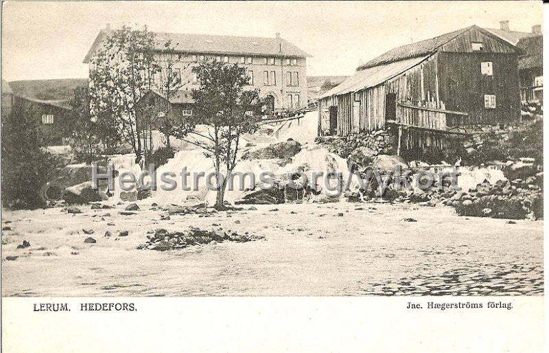 Lerum, Hedefors. Odaterat. Jac. Hægerstroms forlag.jpg - Lerum. Hedefors.Odaterat.Jac. Hægerströms förlag.Fallen vid Hedefors sett från södra sidan nerströms.