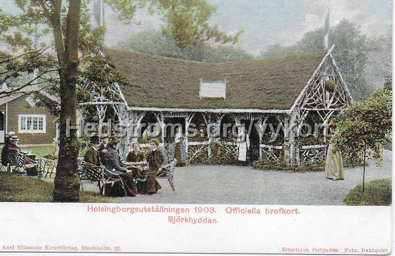 Helsingborgsutstallningen 1903. Officiella brefkort. Bjorkhyddan. Odaterat. Axel Eliassons Konstforlag, Stockholm. 23.  Foto, Dahlquist. Gron Adressida.jpeg - Helsingborgsutställningen 1903. Officiella brefkort. Björkhyddan.Odaterat.Axel Eliassons Konstförlag, Stockholm. 23.Foto, Dahlquist. Grön Adressida.