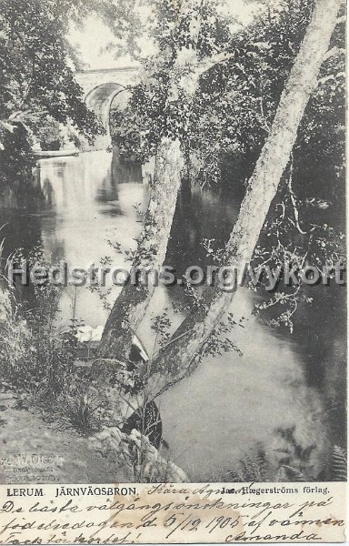 Lerum. Jarnvagsbron. Postganget 4 december 1905. Foto W. Olsson, Skolgatan, Gotebrog.jpeg - Lerum. Järnvägsbron.Postgånget 4 december 1905.Foto: W. Olsson, Skolgatan, Göteborg.j