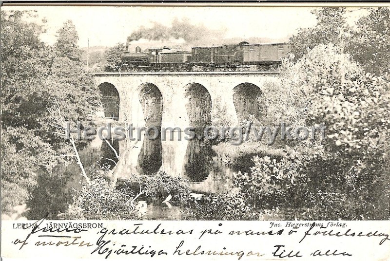 Lerum. Jarnvagsbron. Postganget 9 december 1905. Jac. Hægerstroms forlag.jpeg - Lerum. Järnvägsbron.Postgånget 9 december 1905.Jac. Hægerströms förlag.
