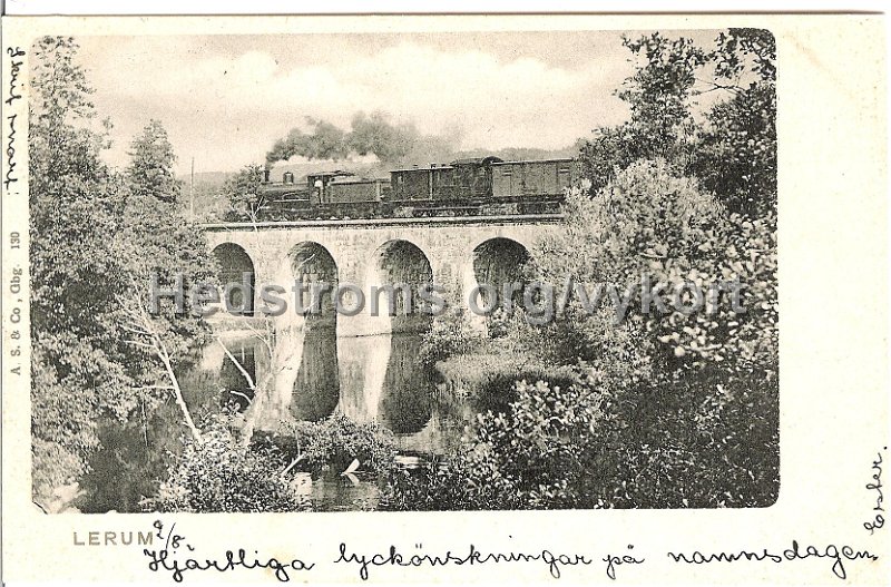 Lerum. Postganget 2 augusti 1908. A. S. Co, GBG. 130.jpeg - LerumPostgånget 2 augusti 1908.Förlag: A. S. & Co, Gbg  130