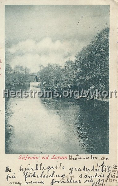 Safvean vid Lerum. Postganget 1 augusti 1902.  D No. 461.jpeg - Säfveån vid Lerum.Postgånget 1 augusti 1902.D No. 461.