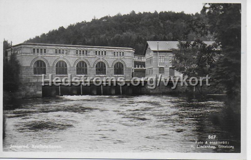 Jonsered. Kraftstationen. Postganget 11 oktober 1953. Forlag Jonsereds kiosk. Foto ensamratt H. Lindenhag, Goteborg. 867.jpeg - Jonsered. Kraftstationen.Postgånget 11 oktober 1953.Förlag: Jonsereds kiosk.Foto & ensamrätt: H. Lindenhag, Göteborg. 867.
