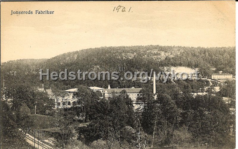 Jonsereds fabriken. Blyertsnotering 1901. Forlag Jonsereds Handelsbod.jpg - Jonsereds fabriker.Blyertsnotering 1901.Förlag: Jonsereds Handelsbod.