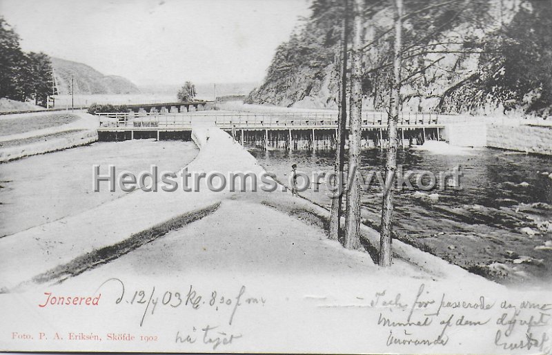 Jonsered. Postganget 12 april 1903. FotoP. A. eriksen, Skofde 1902.jpeg - Jonsered.Postgånget 12 april 1903.Foto. P. A. Eriksén, Sköfde 1902.