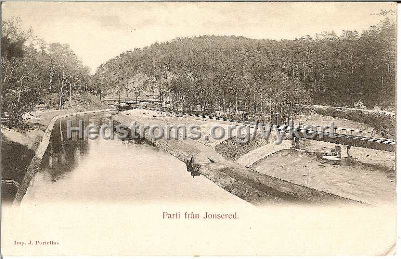 Parti fran Jonsered. Postganget 24 mars1903. Imp. J. Portelius. med inkopslista.jpg - Parti från Jonsered.Postgånget 24 mars1903.Imp. J. Portelius.med inköpslista.
