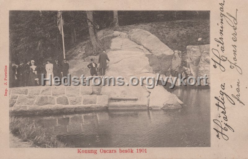 Konung Oscars besok 1901. Postganget 10 augusti 1902. J. Portelius.jpg - Konung Oscars besök 1901.Postgånget 10 augusti 1902.Imp. J. Portelius.