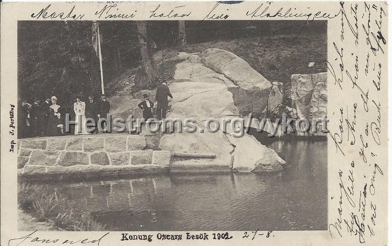 Konung Oscars besok 1901. Postganget 27 augusti 1902. Imp. J. Portelius.jpeg - Konung Oscars besök 1901. Noggrant ändrat årtal till 1902.Postgånget 27 augusti 1902.Imp. J. Portelius.