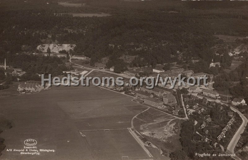 Flygfoto av Jonsered. Odaterat. Forlag Jonsereds Handelsbod. Jonsered. Foto Lilljeqvist. Ensamratt AB Almquist Coster, Halsingborg,. Ahrenbergsflyg2.jpg - Flygfoto av Jonsered.Odaterat.Förlag: Jonsereds Handelsbod. Jonsered.Foto: Lilljeqvist.Ensamrätt: AB Almquist & Cöster, Hälsingborg. Ahrenbergsflyg.