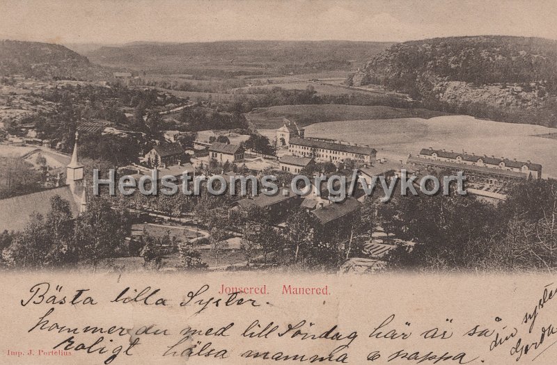 Jonsered. Manered. Postganget 12 juli 1904Imp. J. Portelius.jpg - Jonsered. Manered.Postgånget 12 juli 1904.Imp. J. Portelius.