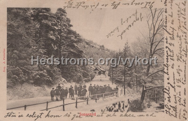 Jonsered. Postganget 7 mars 1903. Imp J. Portelius.jpg - Jonsered.Postgånget 7 mars 1903.Imp J. Portelius.
