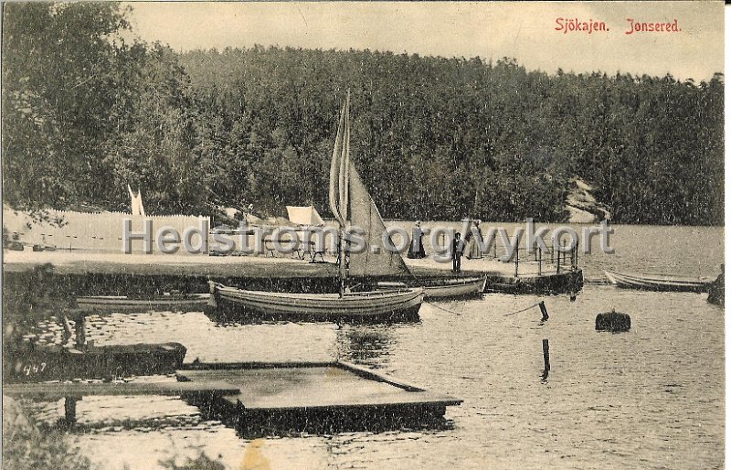 Sjokajen. Jonsered.Postganget 14 september 1907.jpg - Sjökajen. Jonsered.Postgånget 14 september 1907.