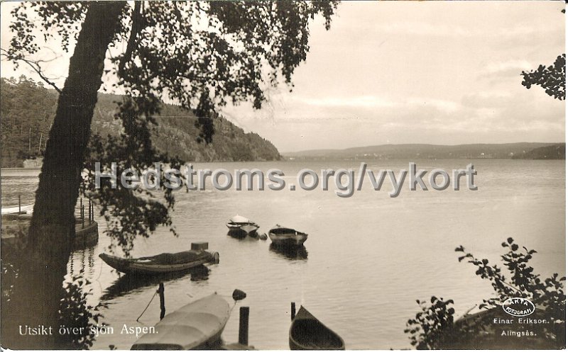 Utsikt over sjon Aspen. Postganget. Einar Erikson, Alingsas.jpg - Utsikt över sjön Aspen.Postgånget.Einar Erikson, Alingsås.