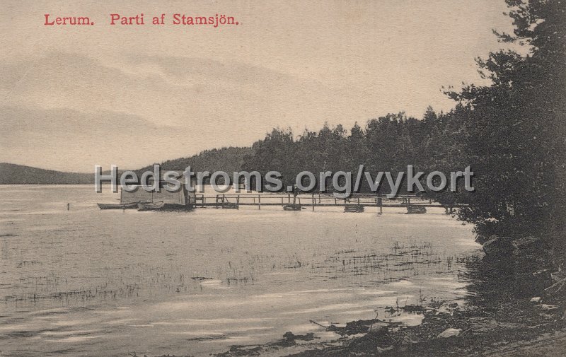 Lerum. Parti af Stamsjon. Odaterat. Forlag Carl Broback.jpg - Lerum. Parti af Stamsjön.Odaterat.Förlag: Carl Brobäck.