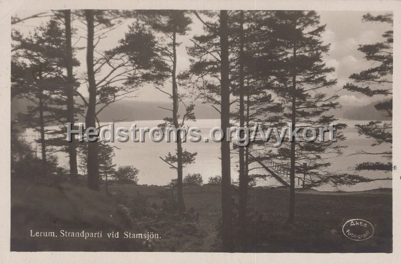 Lerum. Strandparti vid Stamsjon. Postganget 15 mars 193x.jpg - Lerum. Strandparti vid Stamsjön.Postgånget 15 mars 193x.