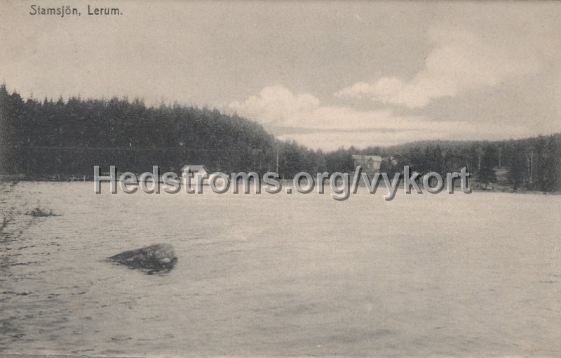 Stamsjon, Lerum. Postganget 22 augusti 1910. Foto  Forlag Olga Rinman, Goteborg.jpg - Stamsjön, Lerum.Postgånget 22 augusti 1910.Foto & Förlag: Olga Rinman, Göteborg.