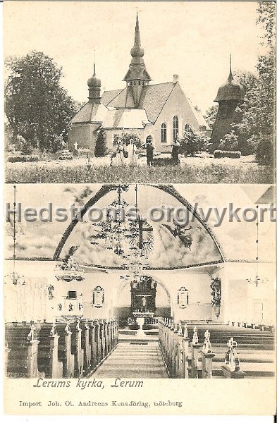 Lerums kyrka, Lerum. Odaterat. Import Joh. Ol. Andreens Kons.forlah, Goteborg.jpg - Lerums kyrka, Lerum.Odaterat.Import Joh. Ol. Andreens Kons.förlag, Göteborg.