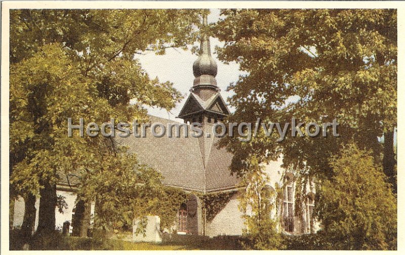 Lerums kyrka. Odaterat. Forlag Lerums Bok-  Pappershandel. Sagokonst. 1737 Farglitografi.jpg - Lerums kyrka.Odaterat.Förlag: Lerums Bok-  Pappershandel.Sagokonst. 1737 Färglitografi.
