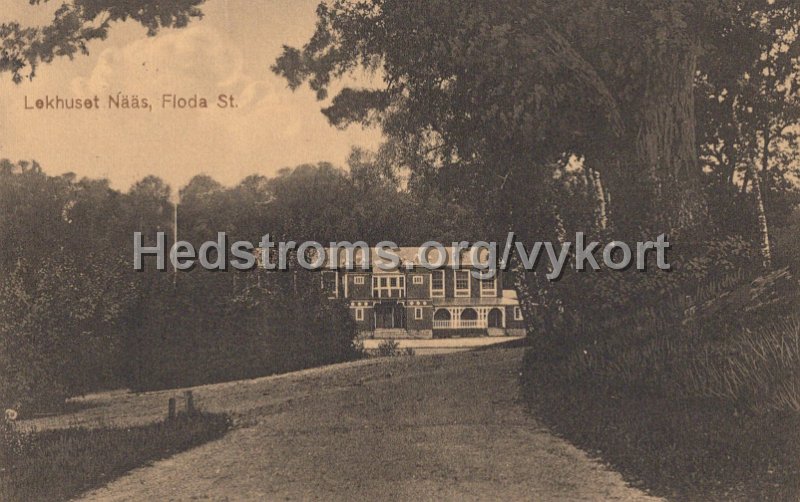 Lekhuset Naas, Floda St. Postganget 14 februari 1914. Forlag Aktiebolaget Goteborgs Konstforlag.jpg - Lekhuset Nääs, Floda St.Postgånget 14 februari 1914.Förlag: Aktiebolaget Göteborgs Konstförlag.