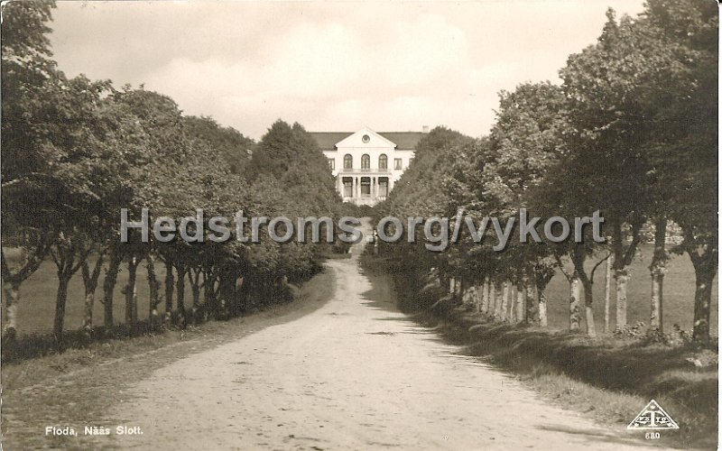 Floda, Naas Slott. Postganget 23 juni 1931. Farlag Alrik Hedlund, Goteborg. Traff 680.jpg - Floda, Nääs Slott.Postgånget 23 juni 1931.Förlag: Alrik Hedlund, Göteborg.Träff 680.