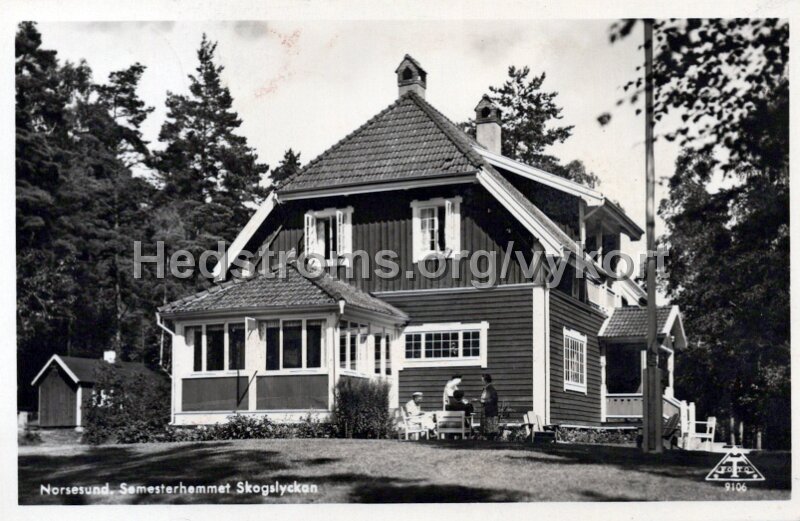 Norsesund. Semesterhemmet Skogslyckan. Postganget7 juli 1958. Traff 9106.jpg - Norsesund. Semesterhemmet Skogslyckan.Postgånget 7 juli 1958.Träff 9106.