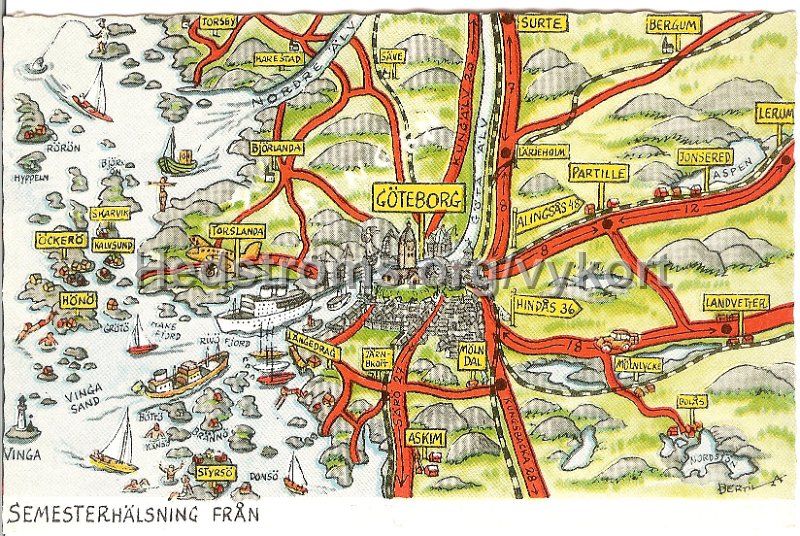 Kartkort over Lerum och ovriga Goteborgsomradet. Ej postganget, daterat 1_7 -51.jpg - Kartkort över Lerum och övriga Göteborgsområdet.Ej postgånget, daterat 1/7 -51.