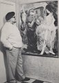 Konstnar Ebbe Hoglund, Lerum. Charlie Rivels och Paulina. Postganget 3 december 1972