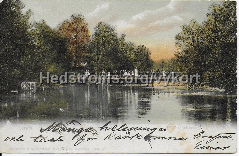 Lerum. Parti af Safvean. Postganget 9 februari 1905. Le Moine Malmestrom Konstforlag, Goteborg. 284.jpg - Lerum. Parti af Säfveån.Postgånget 9 februari 1905.Le Moine & Malmeström Konstförlag, Göteborg. 284.