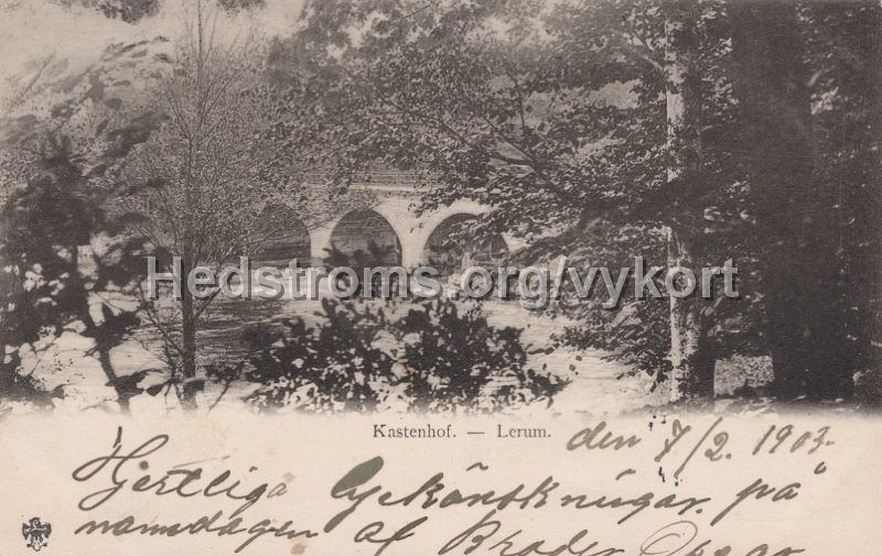 Kasetnhof. - Lerum. Postganget 7 februari 1903. LeMoine Malmestrom.jpg - Kastenhof. - Lerum.Postgånget 7 februari 1903.LeMoine & Malmeström.