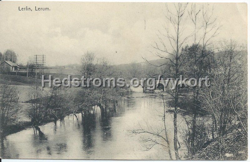 Leran, Lerum. Postganget 1 november 1908. Foto Forlag Olga Rinman, Goteborg.jpeg - Lerån, Lerum.Postgånget 1 november 1908.Foto & Förlag: Olga Rinman, Göteborg.
