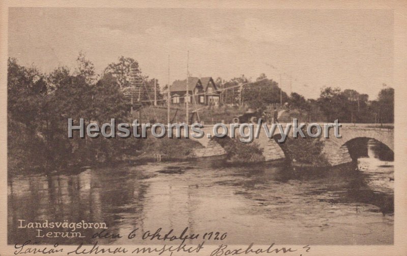 Landsvagsbron, Lerum. Postganget 6 oktober 1920. Carl Brobacks forlag.jpg - Landsvägsbron, Lerum.Postgånget 6 oktober 1920.Carl Brobäcks förlag.