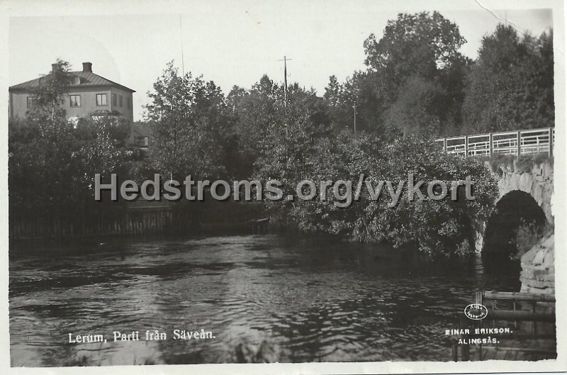 Lerum. Parti fran Savean. Postganget 29 jul 1943.jpeg - Lerum. Parti från Säveån.Postgånget 29 jul 1943.Einar Erikson. Alingsås.