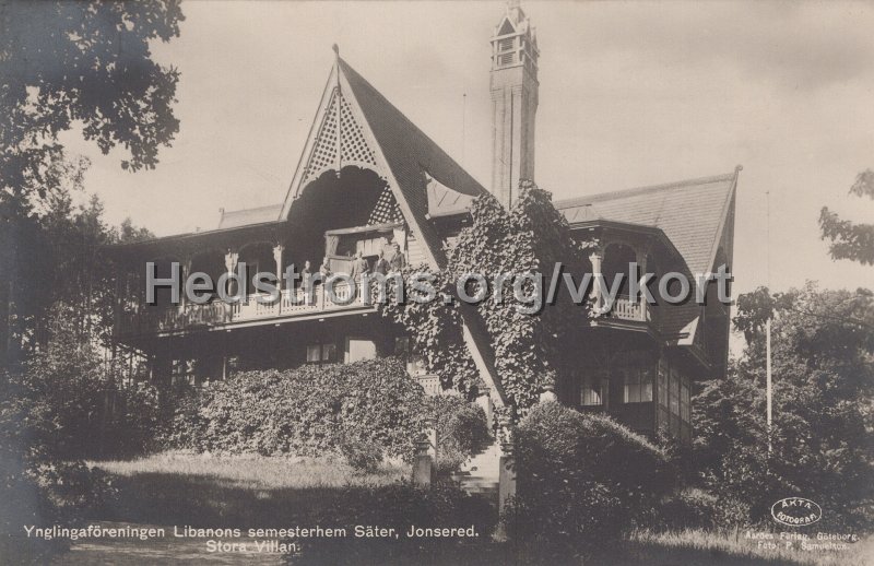 Ynglingaforeningen Libanons semesterhem Sater, Jonsered. Stora Villan. Odaterat. Reklamkort. Aaroes forlag, Goteborg. Foto P. Samuelson.jpg - Ynglingaföreningen Libanons semesterhem Säter, Jonsered. Stora Villan.Odaterat.Reklamkort.Aaröes förlag, Göteborg.Foto: P. Samuelson.j