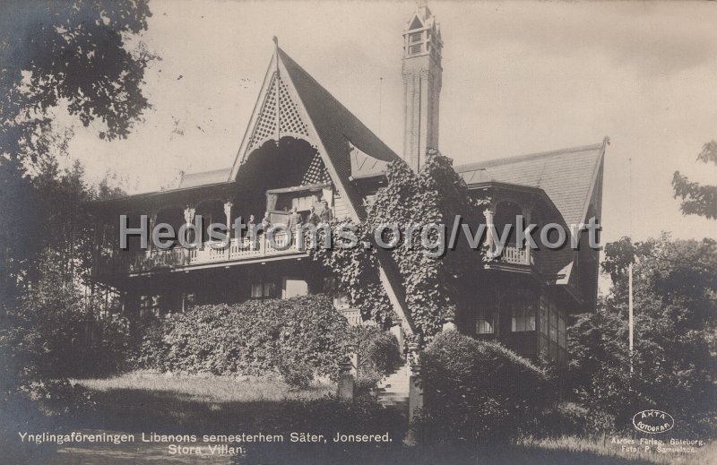 Ynglingaforeningen Libanons semesterhem Sater, Jonsered. Stora Villan. Postganget 18 augusti 1932. Aaroes forlag, Goteborg. Foto P. Samuelson.jpg - Ynglingaföreningen Libanons semesterhem Säter, Jonsered.Stora Villan.Postgånget 18 augusti 1932.Aaröes förlag, Göteborg.Foto: P. Samuelson.