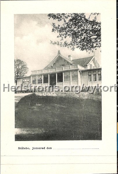 Stalebo, Jonsered Daterat 1910. LeMoine Malmestrom, Konstforlag, Goteborg.jpg - Stålebo, Jonsered denDaterat 1910Le Moine & Malmeström, Konstförlag, Göteborg