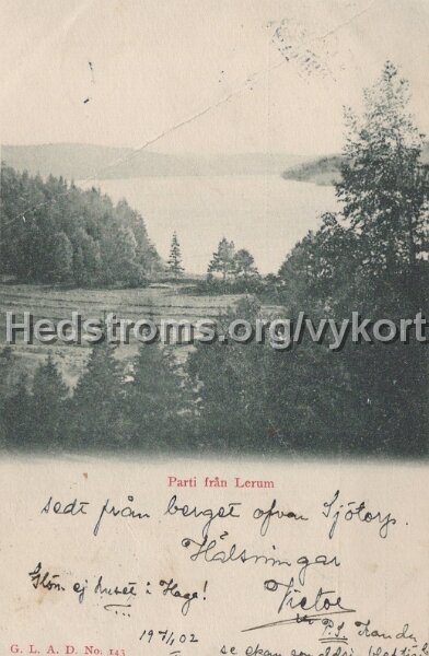 Parti fran Lerum. Postganget 7 januari 1902. G.L.A.D. No. 143.jpg - Parti från Lerum.Postgånget 7 januari 1902.G.L.A.D. No. 143.